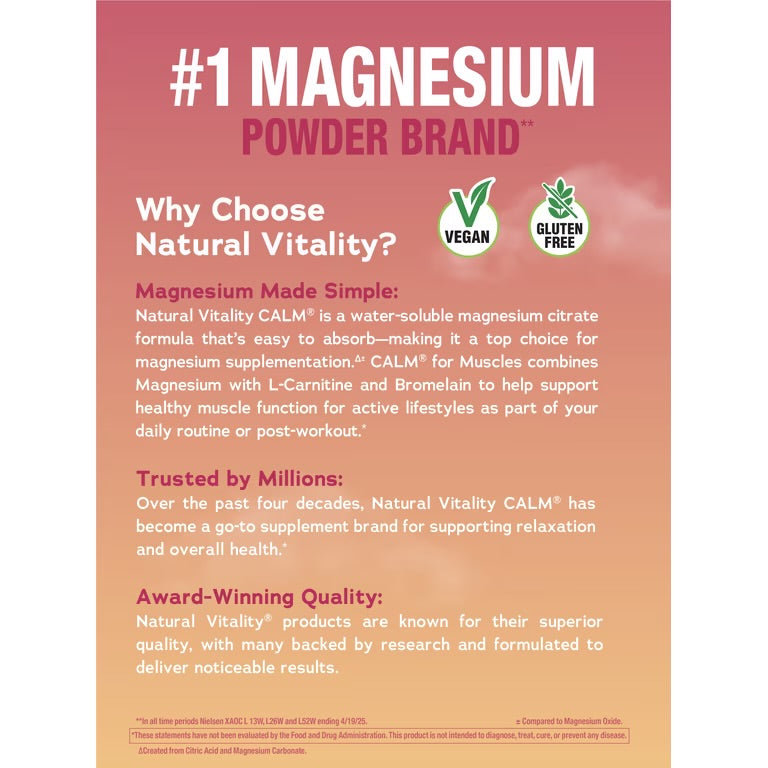 Natural Vitality, CALM, Specifics Muscles, Mélange à boire au citrate de magnésium, goût Pastèque, 170 g