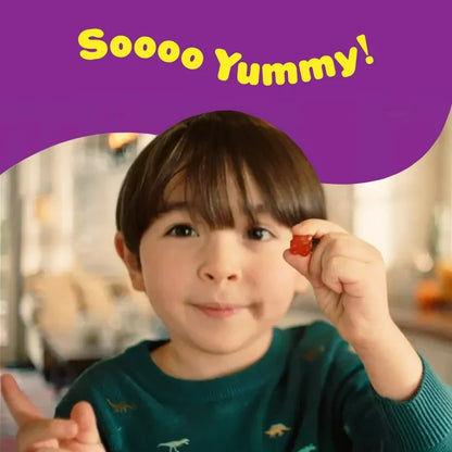 Lil Critters Soutien multivitaminé + digestif, Gummies multivitaminées quotidiens, Goût Cerise tendre à mâcher, Jus d'orange, 90 gummies