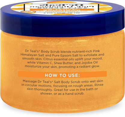 Dr Teal's Pink Himalayan Salt Body Scrub| with Pure Epsom Salt & Citrus Essential Oils, 454 Grams