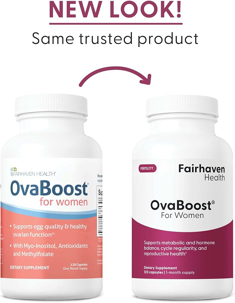 FairHaven Health Ovaboost Fertility Supplement for Women | Myo-inositol, Folic Acid | Prenatal Vitamin for Natural Fertility | 120 Capsules