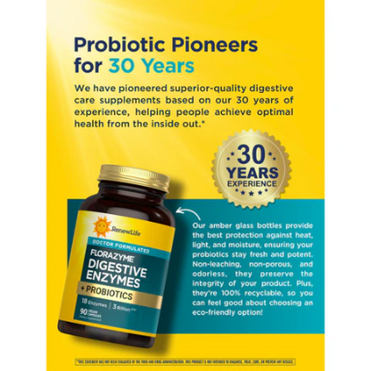 Renew Life FloraZyme Digestive Enzymes Dr. Formulated | Enzymes Digestives, 90 gélules