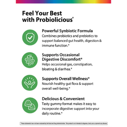 Rainbow Light Probiotiques gummies, Probiolicious saveur baies, 50 gummies