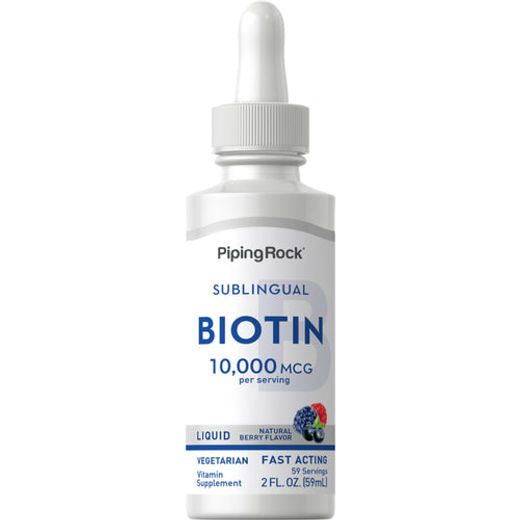 PipingRock Biotine liquide 10.000mcg goût fraise
