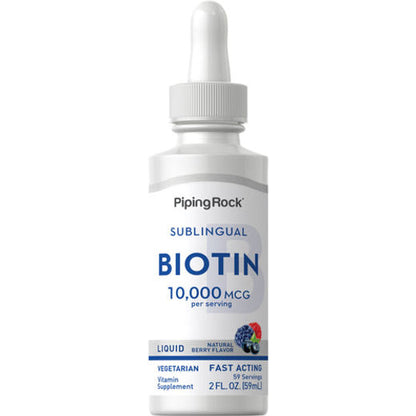 PipingRock Biotine liquide 10.000mcg goût fraise
