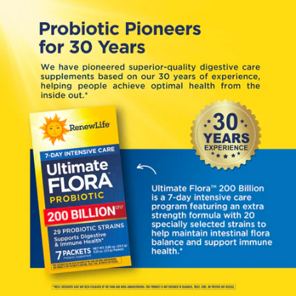 Renew Life
Ultimate Flora Extra Care Probiotique 200 billion
Cure pour 7 jours (7 sachets)