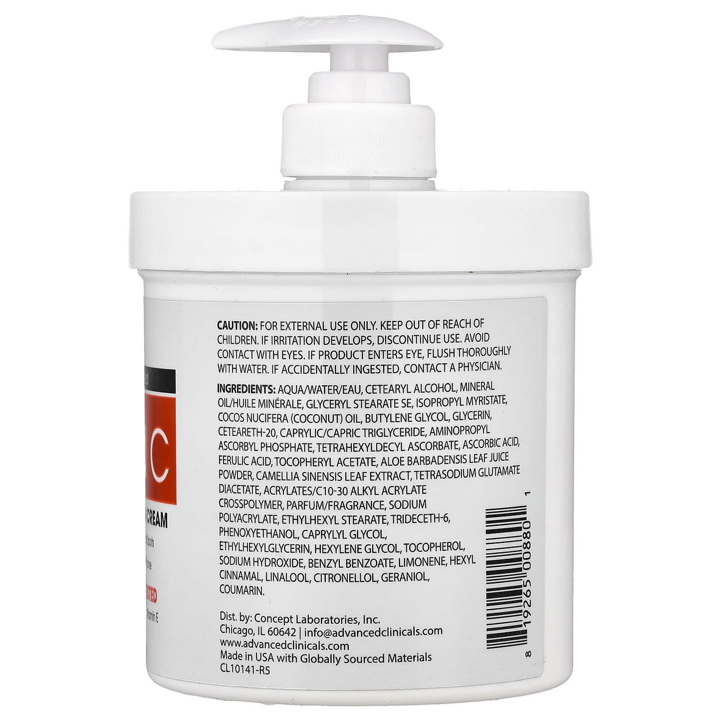 Advanced Clinicals Crème pour le corps éclaircissante à la vitamine C, 454 grammes