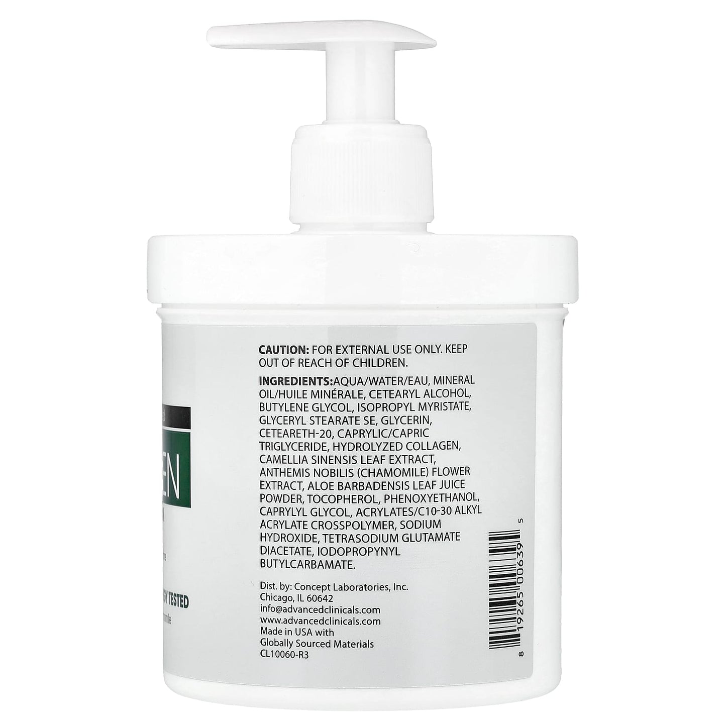 Advanced Clinicals Collagen, Skin Rescue Cream, 454g