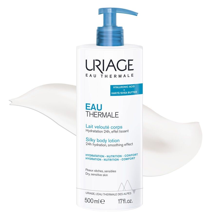 Uriage Eau Thermale lait corps velouté, hydratation 24h, effet lissant, 500ml
