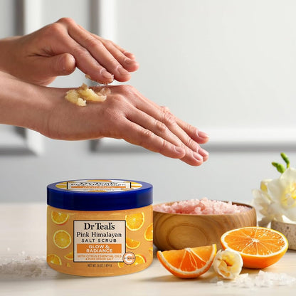 Dr Teal's Pink Himalayan Salt Body Scrub| with Pure Epsom Salt & Citrus Essential Oils, 454 Grams