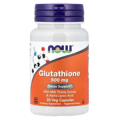 Now Foods Glutathione with Milk Thistle Extract & Alpha-Lipoic Acid 500mg, 30 Capsules