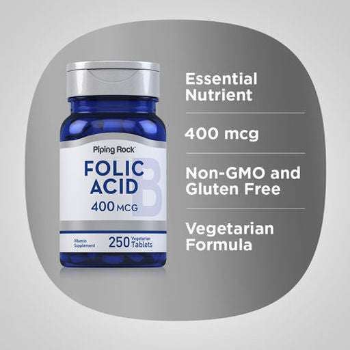 PipingRock, Folic Acid, 400mcg, 250 Tablets