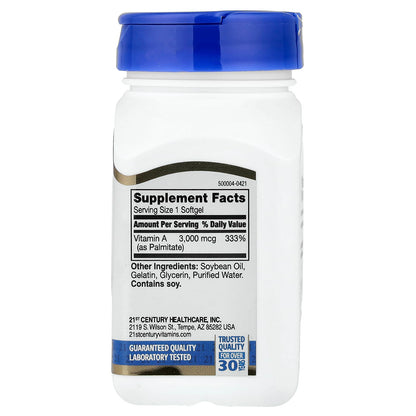 21st Century, Vitamine A 3000mcg ( 10 000 IU ) 110 softgels