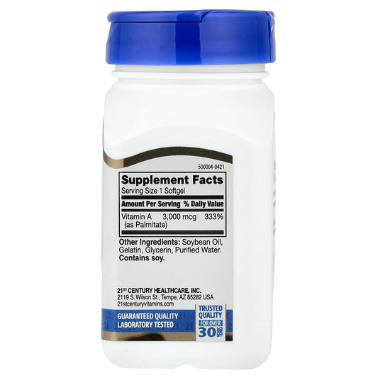 21st Century, Vitamin A 3000mcg (10,000 IU) 110 softgels