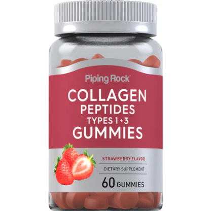 PipingRock Collagène type 1 & 3, 60 gummies