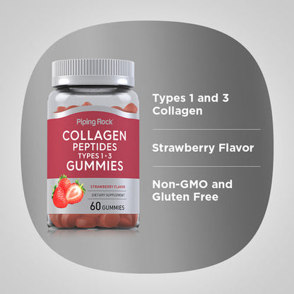 PipingRock Collagène type 1 & 3, 60 gummies