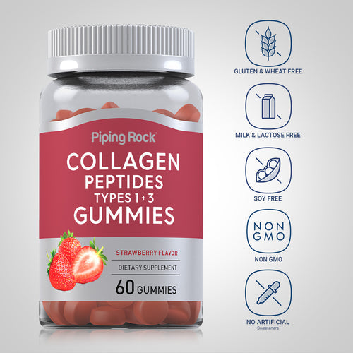PipingRock Collagène type 1 & 3, 60 gummies