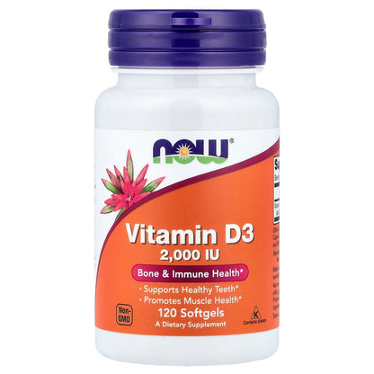 Now Foods Vitamin D3, 2,000 IU, 120 Capsules