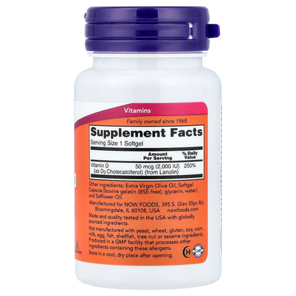 Now Foods Vitamin D3, 2,000 IU, 120 Capsules