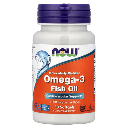 Now Foods Fish Oil oméga 3, 30 gélules (1 g par gélule)