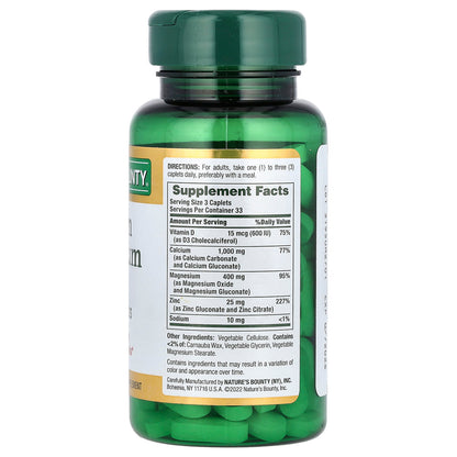 Nature's Bounty
Calcium, Magnesium & Zinc with Vitamin D3, 100 Tablets