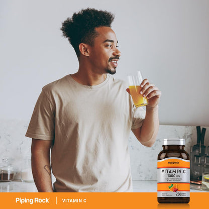 PipingRock Vitamin C + Rose Hips, 1000mg, 100 Tablets