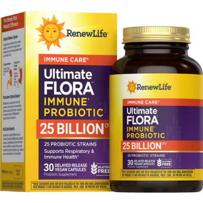 RenewLife, Ultimate Flora Immune Care Probiotic | Probiotiques pour le soutien immunitaire|25 billion CFU, 30 gélules