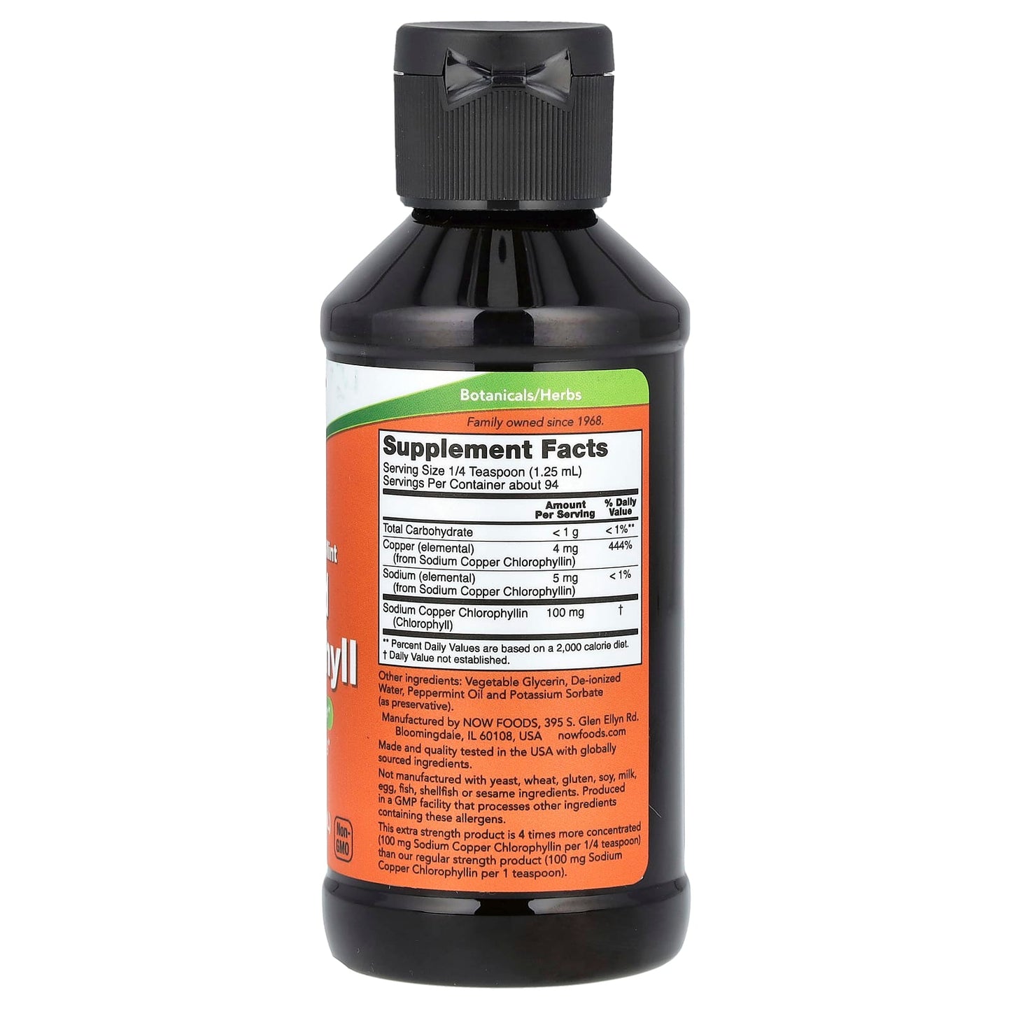 Now Foods Liquid Chlorophyll, fresh mint flavor, 100mg, 118ml