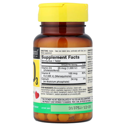Mason Natural, Vitamine K2 + D3, 100 comprimés