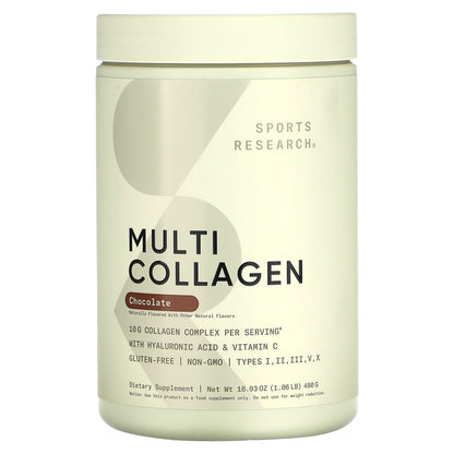 Sports Research Multi Collagen Complex Powder | Types 1, 2, 3, 5, 10 | with Hyaluronic Acid, Vitamin C & Biotin | 300 Grams