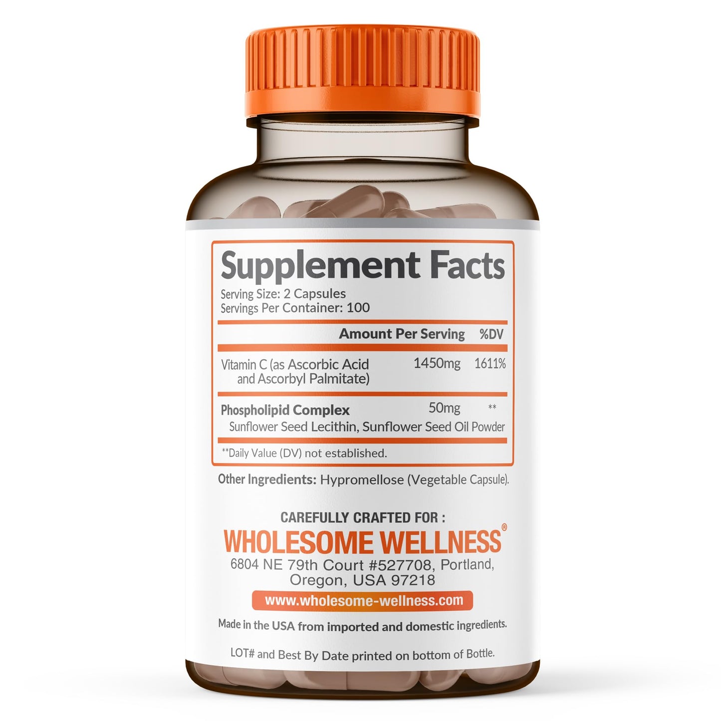 Wholesome Wellness Vitamine C Liposomale, 1500mg, 200 gélules