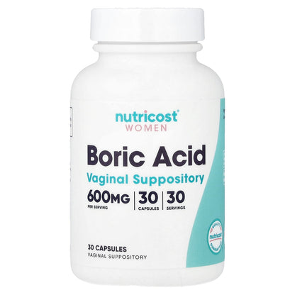 Nutricost Acide Borique, ovules vaginales, 600 mg, 30 capsules