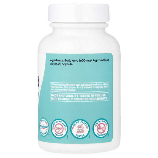 Nutricost Boric Acid Vaginal Suppositories, 600 mg, 30 Capsules