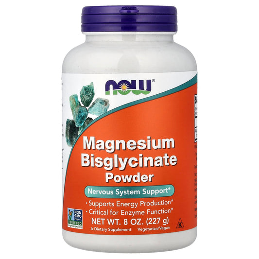 Now Foods Magnesium Bisglycinate Powder, 300mg per serving, 227 grams