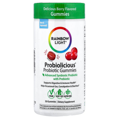 Rainbow Light Probiotiques gummies, Probiolicious saveur baies, 50 gummies