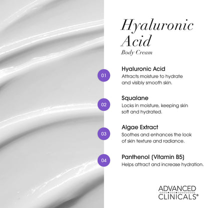 Advanced Clinicals Acide hyaluronique, Crème hydratante pour le corps, 454 g