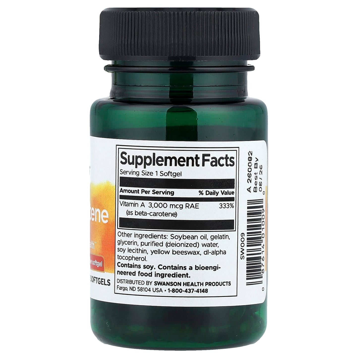 Swanson
Beta carotene, 10 000 UI (3000 mcg), 100 softgels