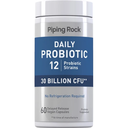 PipingRock Daily Probiotiques, 30 milliards d’UFC, 60 gélules