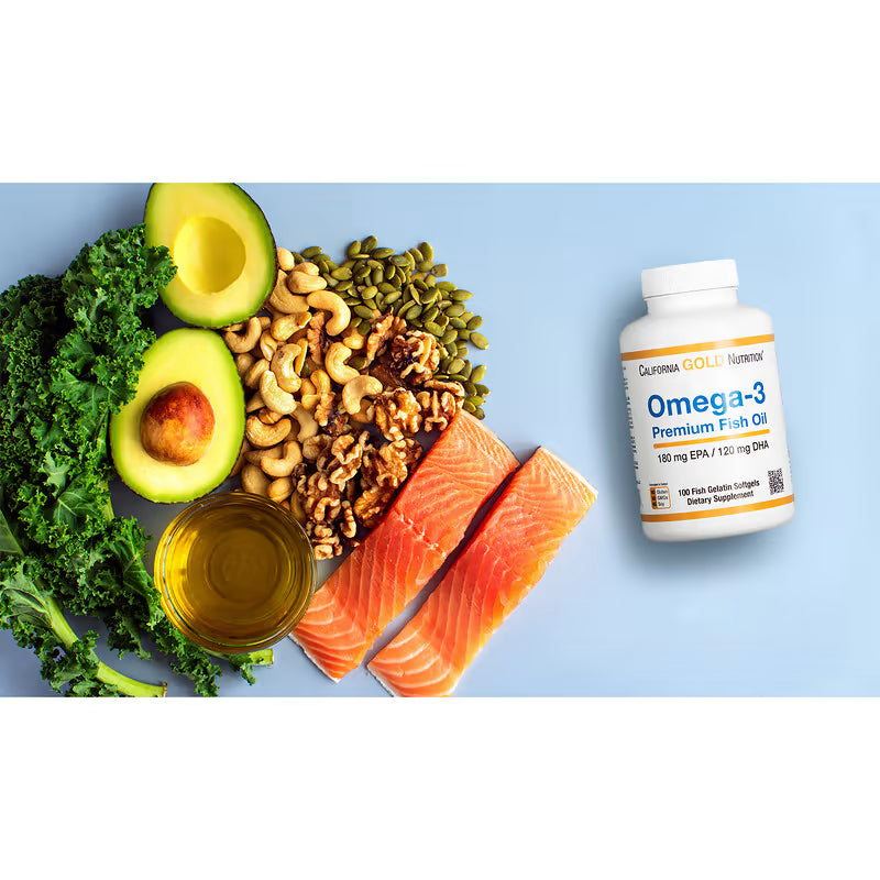 California Gold Nutrition, Omega-3 Premium Fish Oil, 100 Fish Gelatin Softgels (1,100 mg per Softgel)