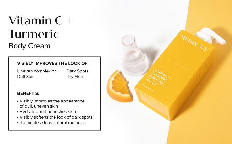 Medix 5.5, Crème pour le corps, Vitamine C + Curcuma, 444 ml