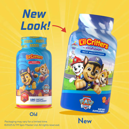 L’il Critters Pat Patrouille Gummies Multivitaminés pour Enfants, Fruits Mixtes, 60 gummies
