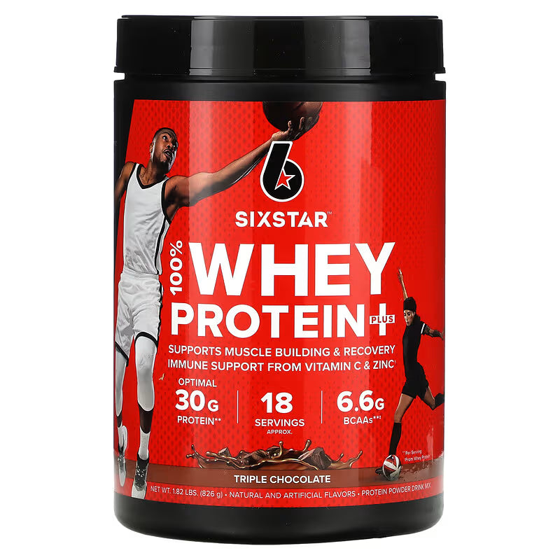 Six Star Pro Nutrition 100% Whey Protein Powder Plus, 30 g de protéines, triple chocolat, 907 grammes