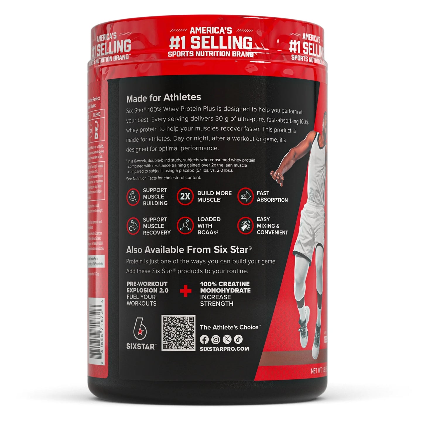 Six Star Pro Nutrition 100% Whey Protein Powder Plus, 30 g de protéines, triple chocolat, 907 grammes