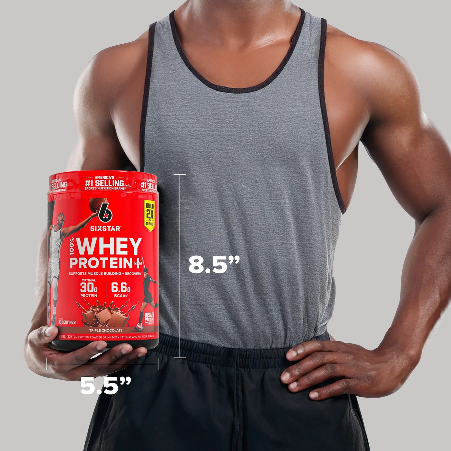 Six Star Pro Nutrition 100% Whey Protein Powder Plus, 30 g de protéines, triple chocolat, 907 grammes